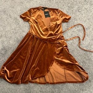 NWT Rust Velour Wrap Mini Dress